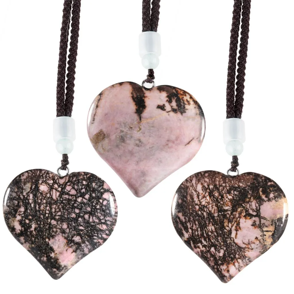 Natural Crystal Heart Pendant Necklace Adjustable Healing Jewelry_voghion.com