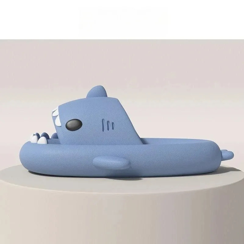 2024 Men Shark Slippers Boy Bathroom Non-Slip Flat Sandals Adults Outdoor Soft Thick Slides Kids Cute Solid Color EVA_voghion.com