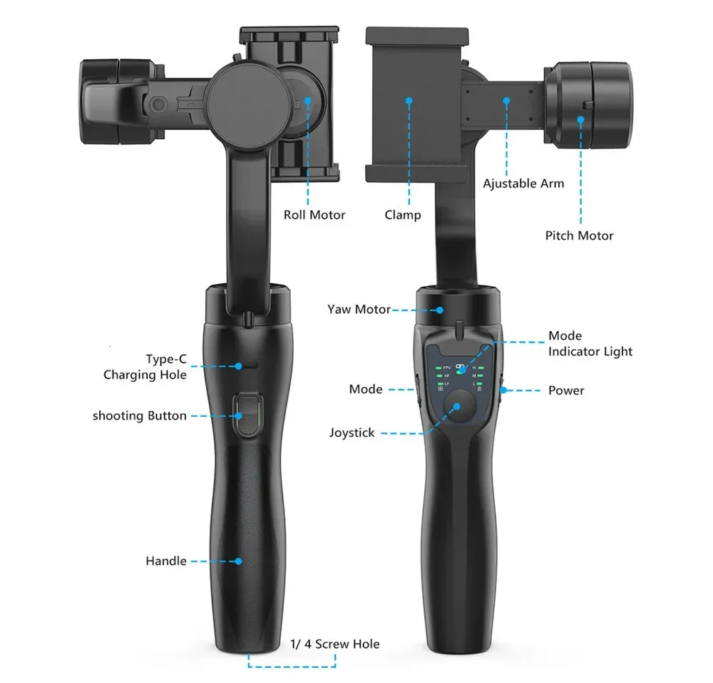 QAML F8 Handheld 3-axis Universal Joint Phone Holder Used As An Anti Vibration Video Recording Stabilizer For_voghion.com