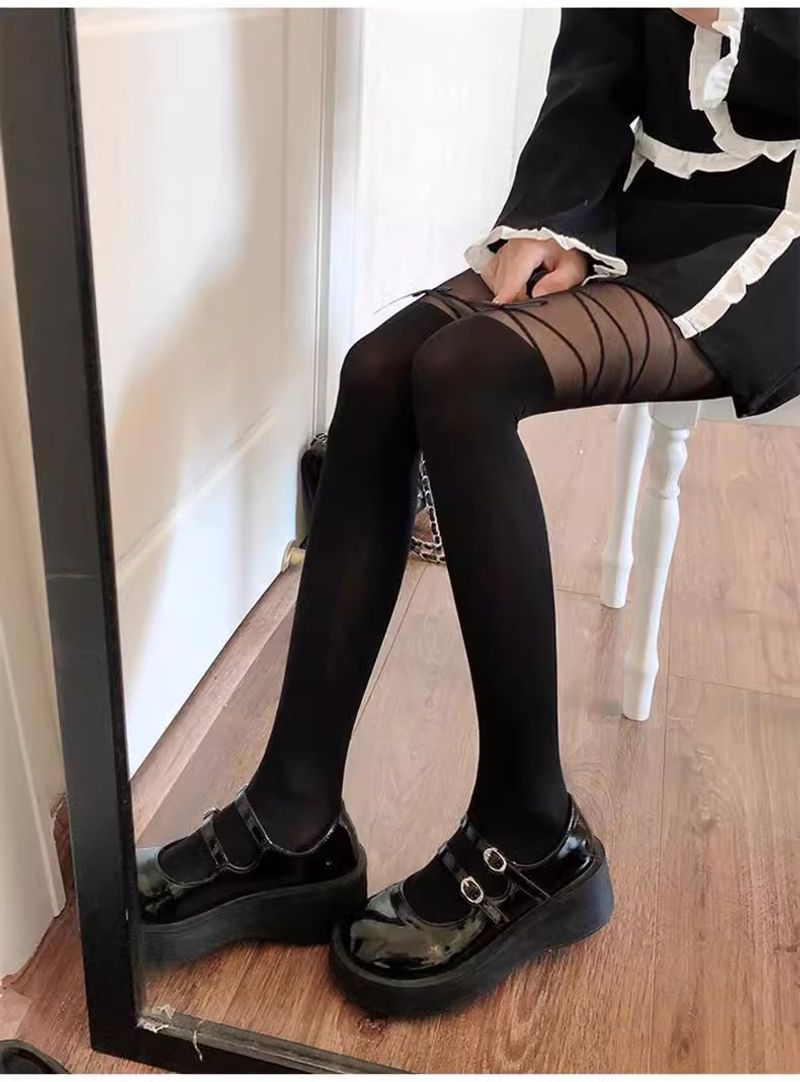 Șosete subțiri unisex ultra-subțiri jk negre cu buline, pentru femei_voghion.com