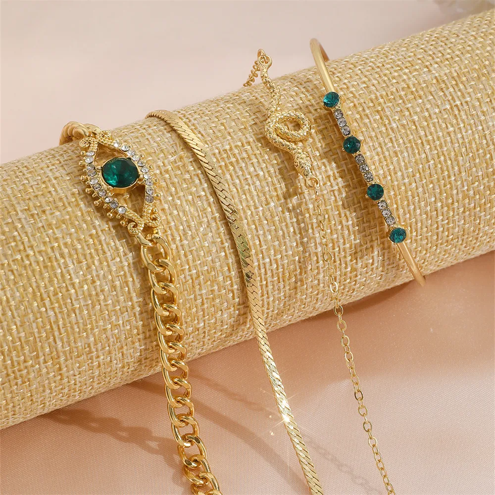 Sindlan 4PCS Set Bracelet For Women High Quality Diamond Zircon Jewelry Sets_voghion.com