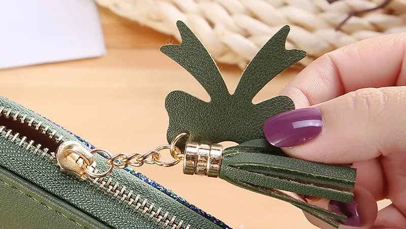 Yogodlns Damen-Geldbörse aus PU-Leder mit Kartenhalter, Handtasche mit Quaste, modische Umschlagtasche, Kontrastfarbe, Geldbörse B_voghion.com