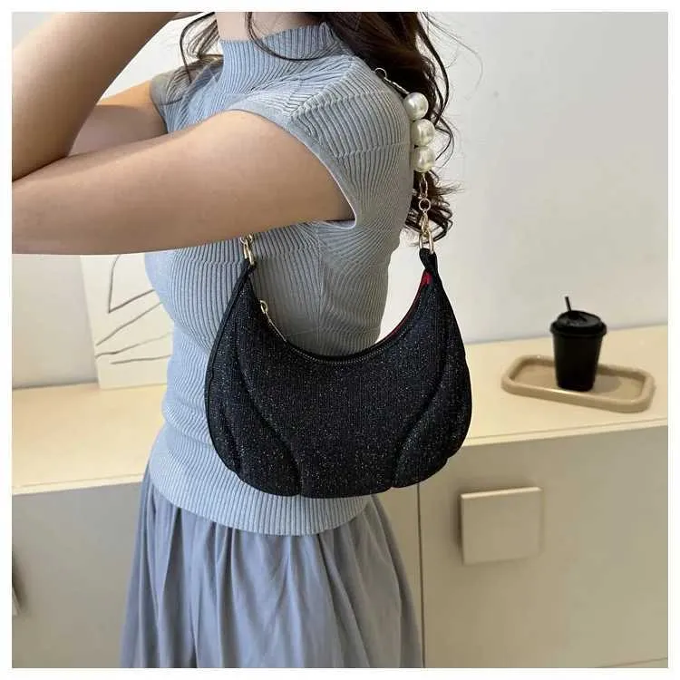 Sac à bandoulière simple en cuir PU pour femme avec chaîne en perles pailletées de couleur unie Ba241214_voghion.com