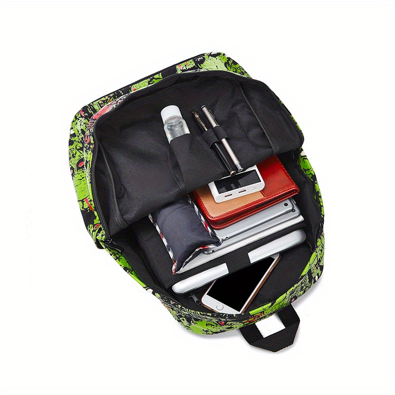 Ghost Skull Print Luminous Horror Night Computer Laptop Backpack Halloween Canvas School Bag for Carnival Mardi Gras_voghion.com