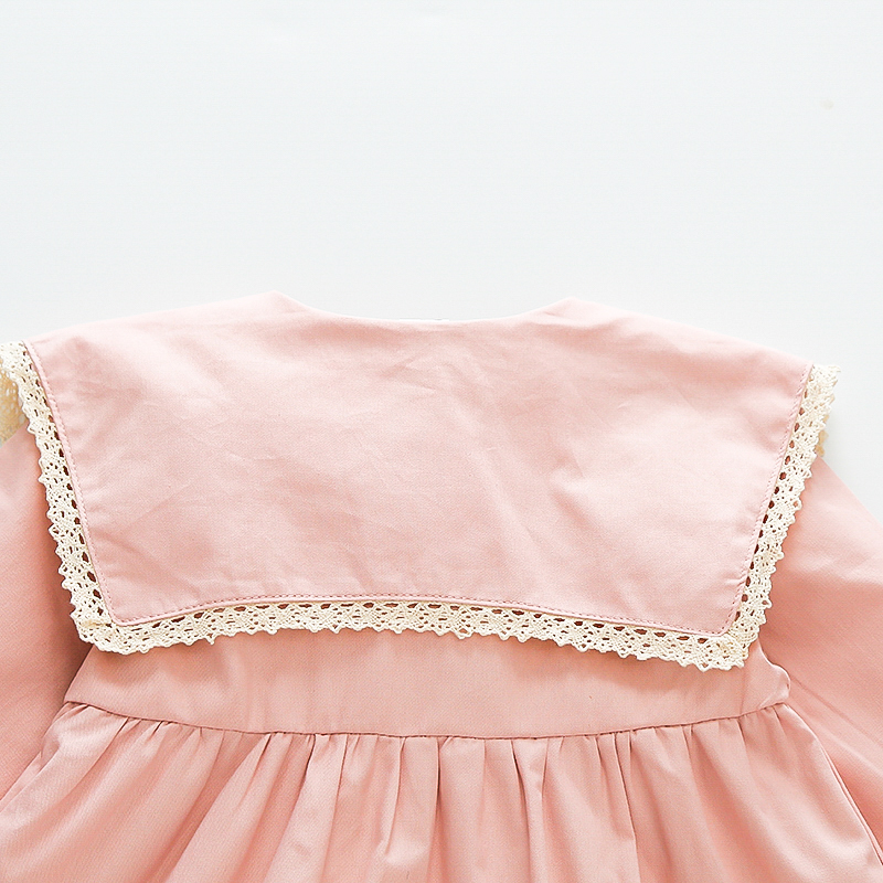 Manteau pour bébé fille, couleur unie, col de poupée à fleurs, coupe-vent, vêtements pour bébé_voghion.com