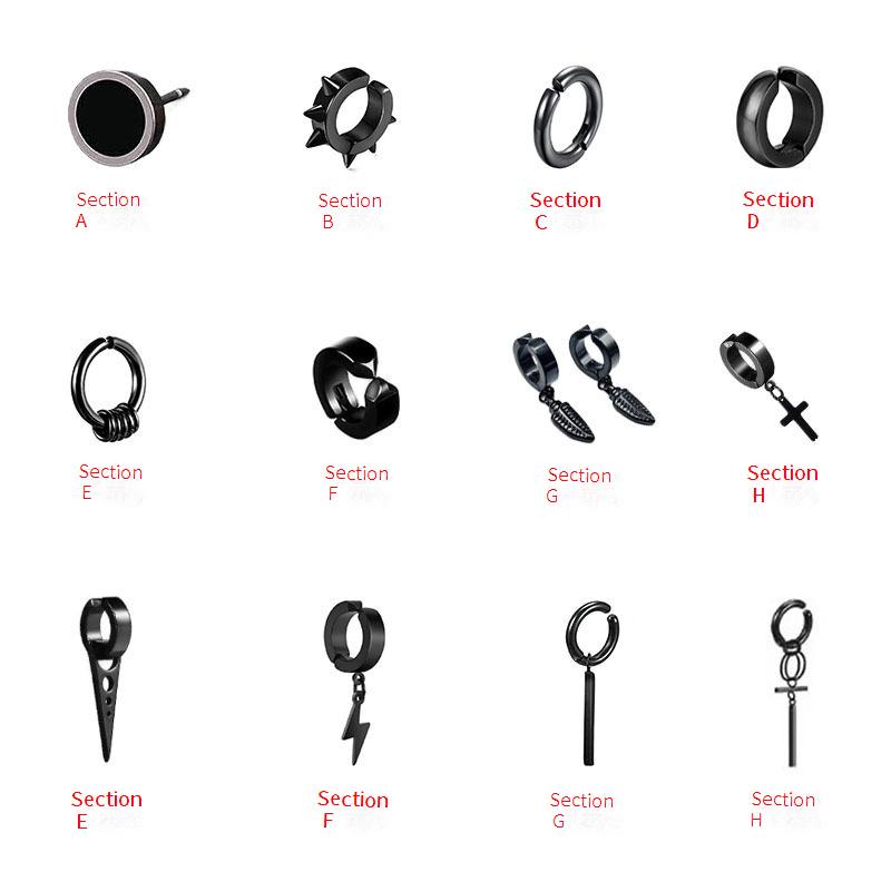 Stud Earrings Fashion Titanium Steel Earrings For Men, Simple And Versatile, Female Mixed Set, Ear Clip Jewelry Accessories