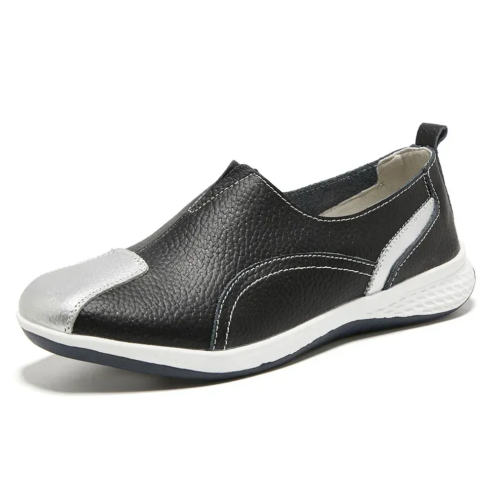Genuine Leather Women 2024 Spring Autumn Slip-on Casual Flats Woman Fashion Loafer Ladies Shoes atos Mujer_voghion.com