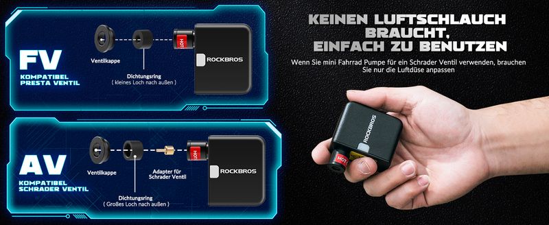 ROCKBROS Elektrikli Bisiklet 100PSI Tam Otomatik Presta & Schrader Pompası_voghion.com