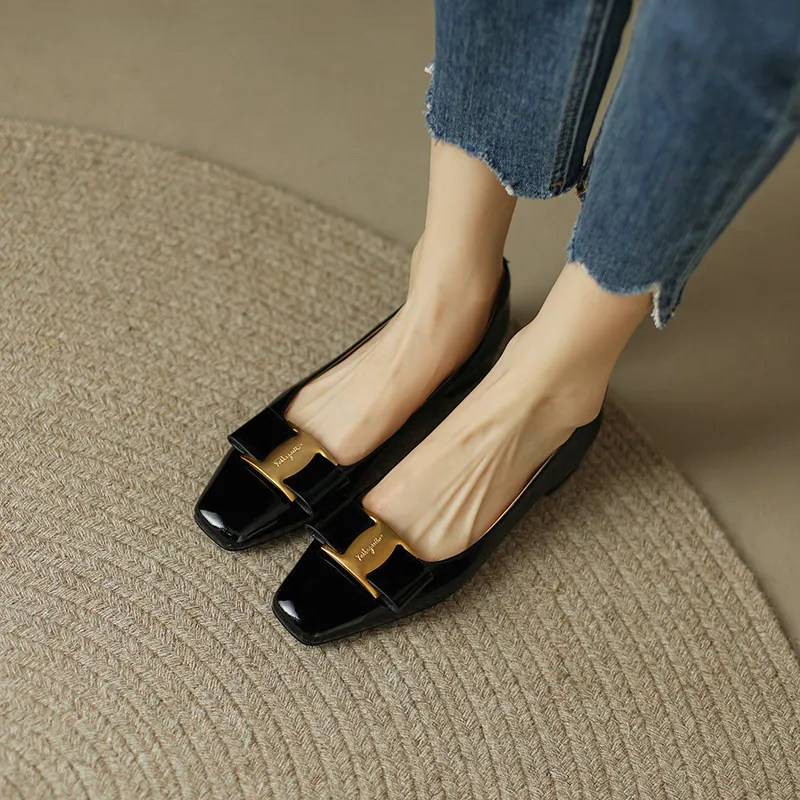 Gentle New Design Women's Shoes Fashionable Versatile Flat Bottom Comfortable Minimalist Style Vintage StyleTriple Black_voghion.com