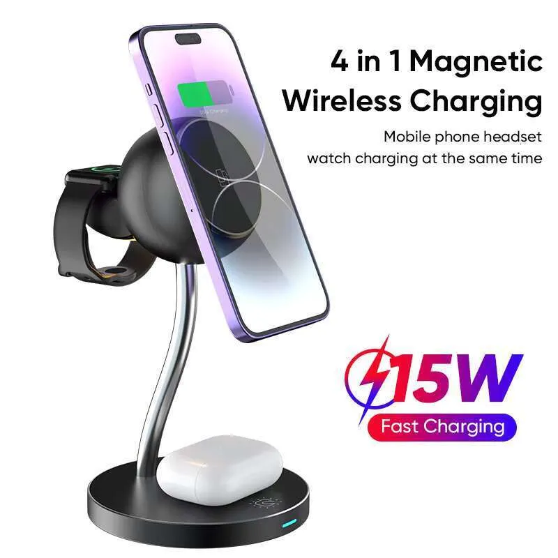 Bedhead Desktop Touch LED Light Mobile Phone Charging Stand 3-in-1 Wireless Charger_voghion.com