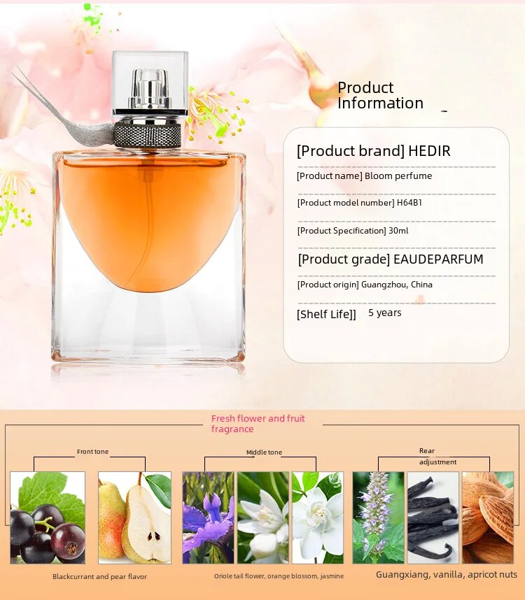 Perfume de alta gama con fragancia fresca y duradera para mujer de Genuine Flower._voghion.com