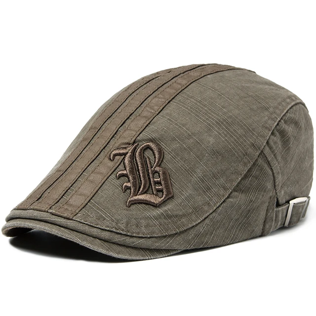 Fashion CNTANG New Men Beret Embroidery Flat Cap Summer Visor For Male Fashion Vintage Cotton Casual Berets Adjustable_voghion.com
