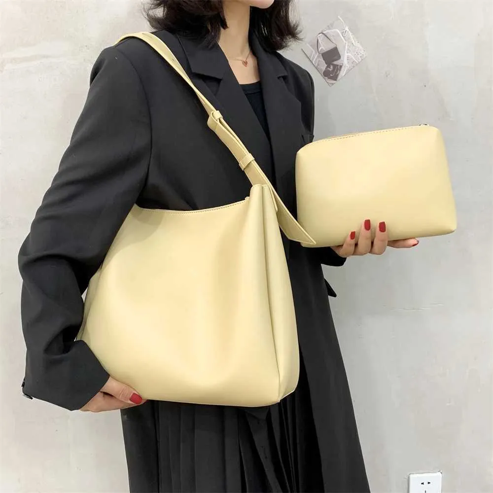 Women's Large Capacity Shoulder Bag And Handbag Set Pu Leather_voghion.com