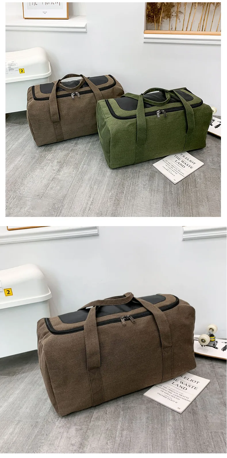 Canvas Travel Bag Durable Handbag Large Capacity Outdoor Sports Storage Lage Backpack Sac De Voyage_voghion.com