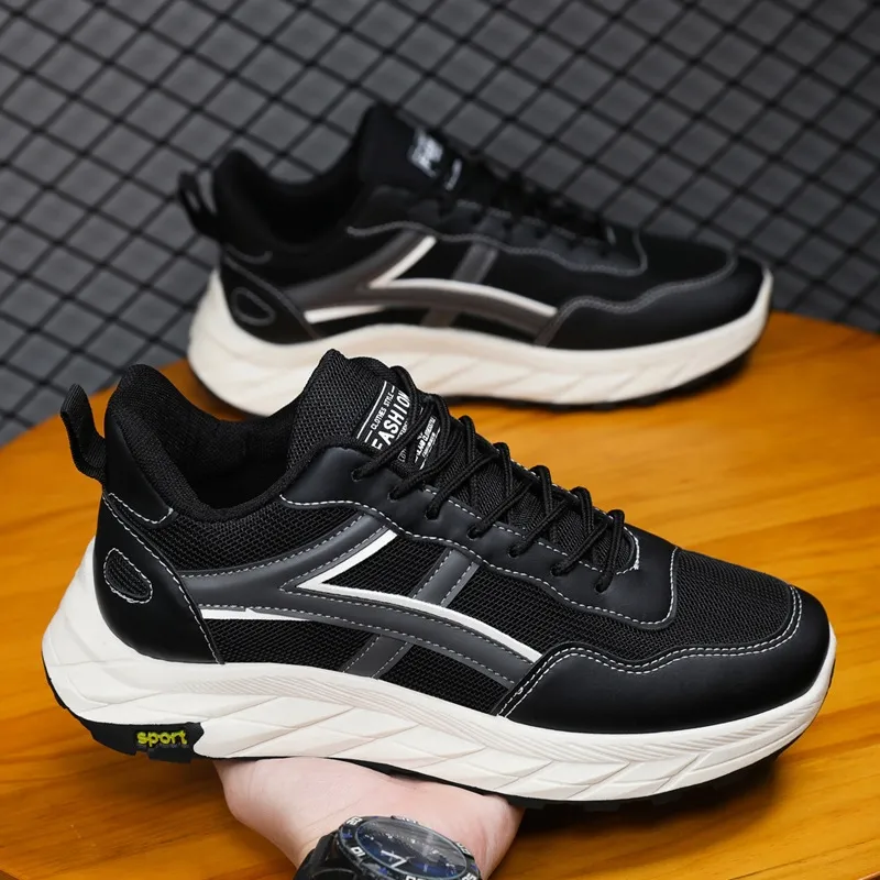 Breathable Mesh Running Casual Sneakers For Men In Black_voghion.com