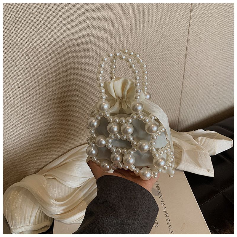 For Women Pearl Handbag Beaded Crossbody Fashion Light Mobile Phone Bucket Shoulder Bag_voghion.com