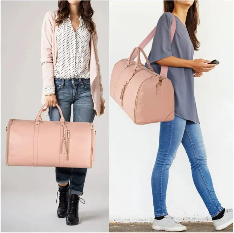 Benotzerdefinéiert Buschtawen Moud Fraen PU Lieder Rees Duffel Grouss Kapazitéit Klappbar Kostüm Kleedertasch Geschäftsrees Lage Taschen_voghion.com