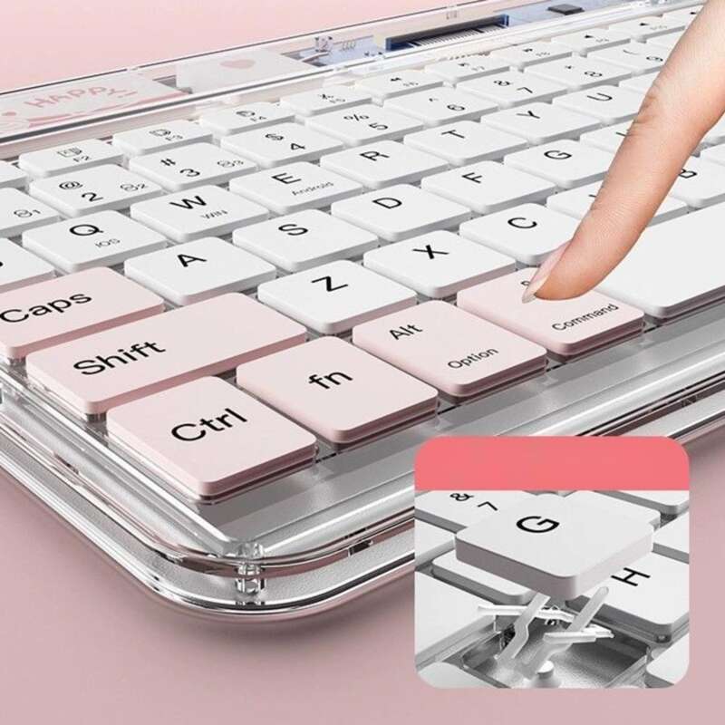 Transparent Wireless Bluetooth IPad Keyboard, Silent, Lightweight, Rechargeable, Suitable For Mobile Phones, Laptops,_voghion.com