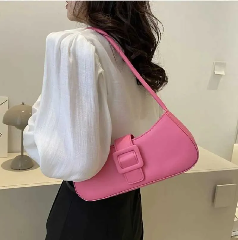 Mode Damen Umhängetasche Einfarbig Leder Quadrat Unterarm Taschen Damen Marke Designer Handtaschen Trendy Crescent_voghion.com