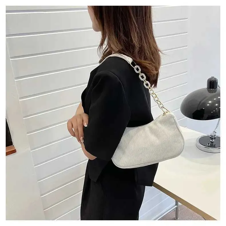 1 Stück Fi Retro Cord Unterarm lässige Umhängetasche einfarbig Reißverschluss Damen Handtasche Cluh Y241025_voghion.com