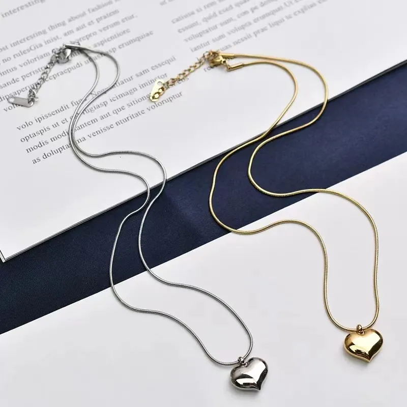 Colliers de mode en chaîne 2023 pour femme en acier inoxydable avec pendentif en forme de cœur et d'amour pour fille vierge, bijoux à maillons de chaîne couleur or_voghion.com
