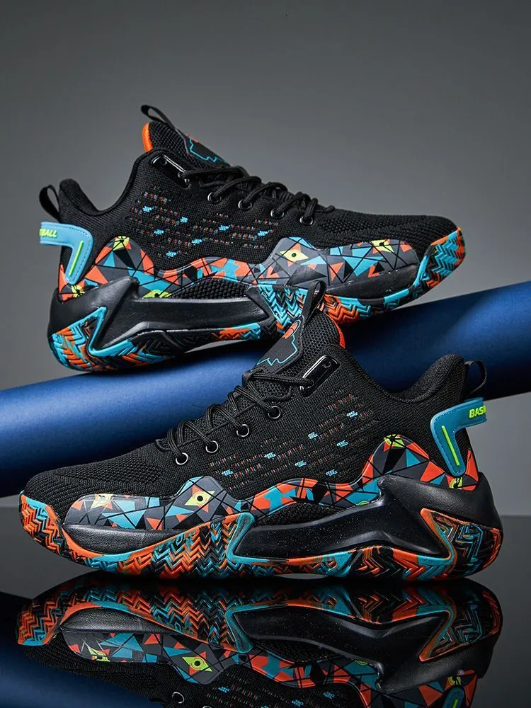 quality Hot Selg New Four Seasons Basketball Sports Breathable Elastic Blue Ball Shoes Men's High Top_voghion.com