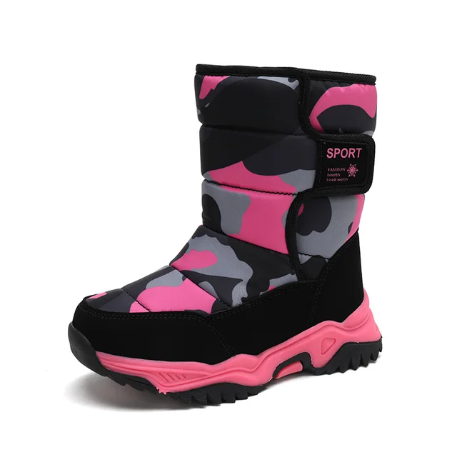 Scarpe da ginnastica in gomma per bambini, scarpe da trekking, scarpe da ginnastica calde in pelliccia invernale, stivali in pelle impermeabili per bambini_voghion.com