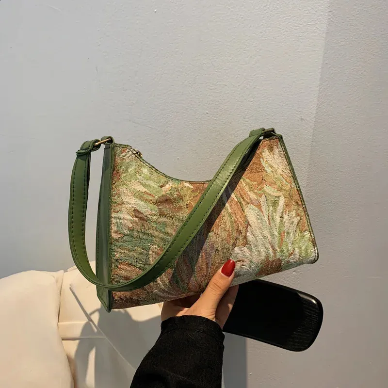 Moda Vintage Donna Olio Dipinto Spalla Signore Semplice wer Femminile Ascella Hobos Borse Piccola Frizione Borsa Tote 241120_voghion.com
