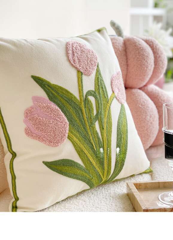 Tulip Scandinavian Instagram Style Cute Living Room Sofa Cushion Headrest Pillow Cushion Set_voghion.com