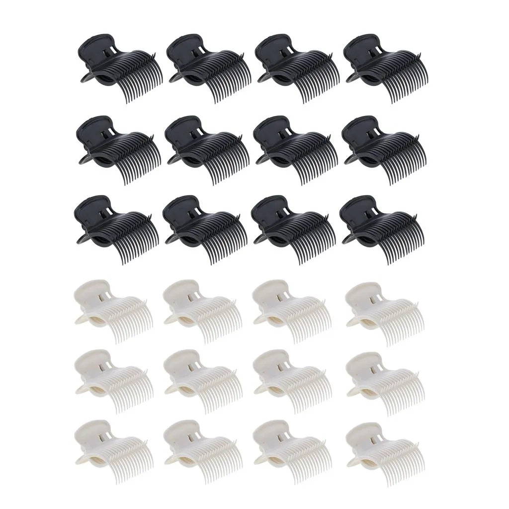 12 teile/los Kunststoff Heißer Roller Super Clips Curler Klaue Klemmen Für Frauen Weiß Schwarz Farbe Haar Zubehör_voghion.com