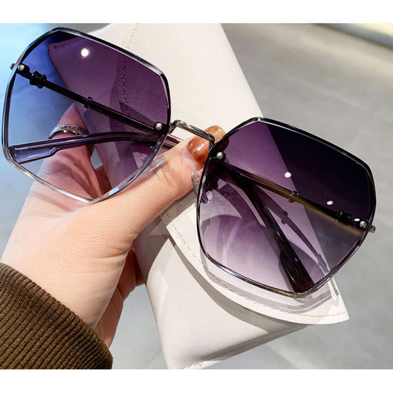 Lunettes de soleil de conduite fines et anti-ultraviolets pour femmes, tendance, haut de gamme, sans monture, à bords coupés_voghion.com