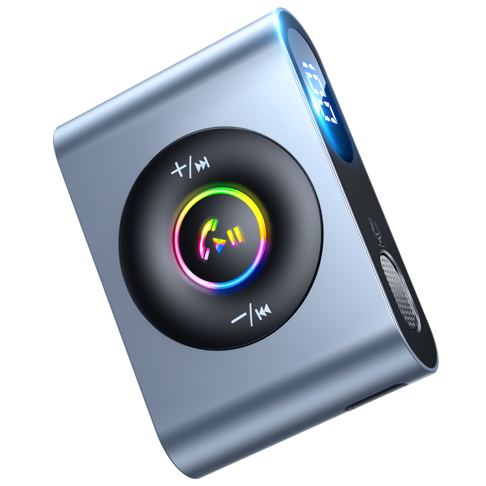 Adattatore Bluetooth per auto 5.3, microfono e display digitale a LED, ricevitore audio wireless magnetico in metallo AUX da 3,5 mm per auto/stereo domestico_voghion.com