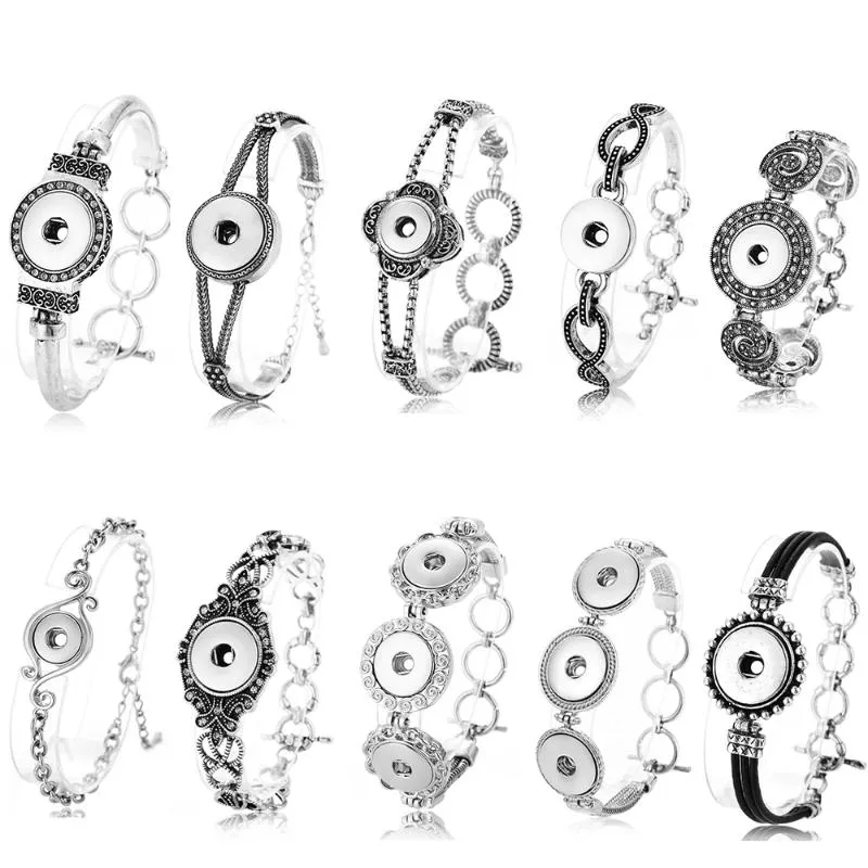 Bracelets à breloques Bouton-pression Bijoux Bracelet Bracelet en métal réglable Interchangeable Couleur mixte Envoi gratuit_voghion.com