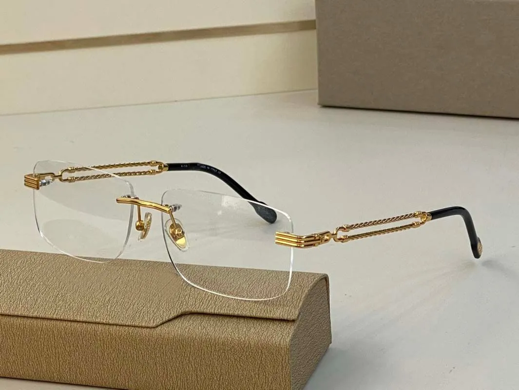 metal frame rectangle eyeglass Business Style Man Sunglasses Frames Clear glasses Frameless Gun Gold Optical Frame High_voghion.com