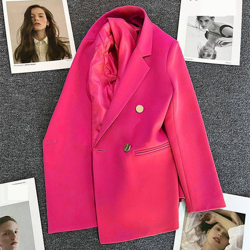 Dames blazer casual colbert in melkwit met groene gesp_voghion.com