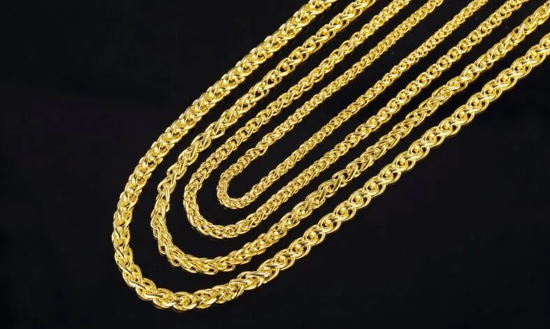 Gold Plated Twisted Link Chain Necklace For Men Classic Design_voghion.com
