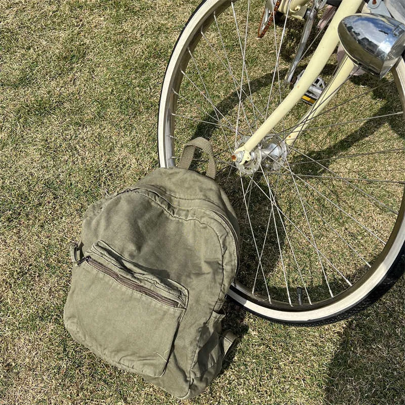 Vintage platneni ruksak za žene s patentnim zatvaračem, ležeran, srednjeg kapaciteta, u preppy stilu, ženski, Ba241031_voghion.com