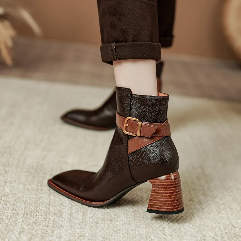 2024 New Autumn Square Toe Chunky Heel Shoes For Ankle Winter Women High Heels Modern Boots A386_voghion.com