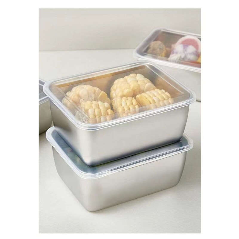【/Cover Included 】 316 Stainless Steel Fresh-keeping Picnic Rectangular Multi-purpose Box, Refrigerator Storage Box_voghion.com