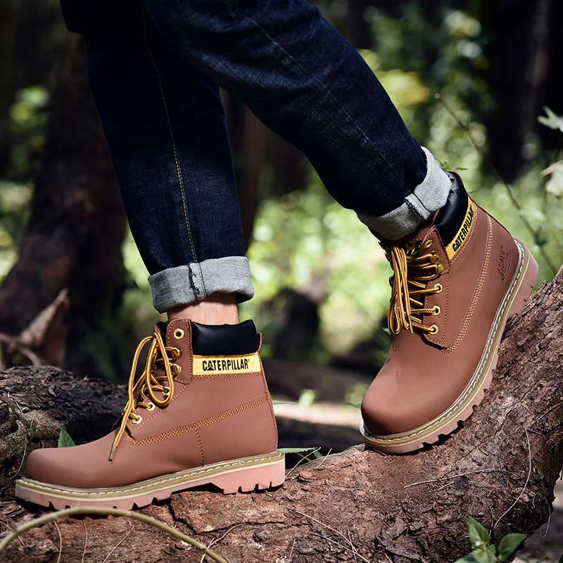 Echtes Leder Herren Damen Winter Knöchel Militär Trekking Schnee Gelb Designer Taktische Stiefel Outdoor für Männer Arbeitsschuhe_voghion.com