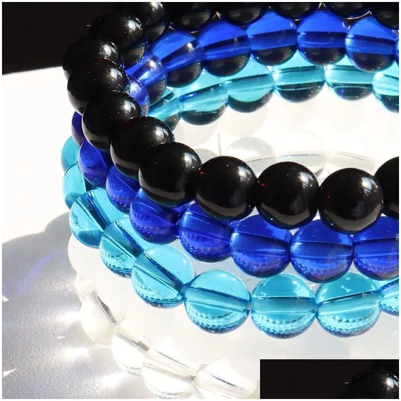 Set di bracciali con perline di vetro per donna e uomo elastici_voghion.com