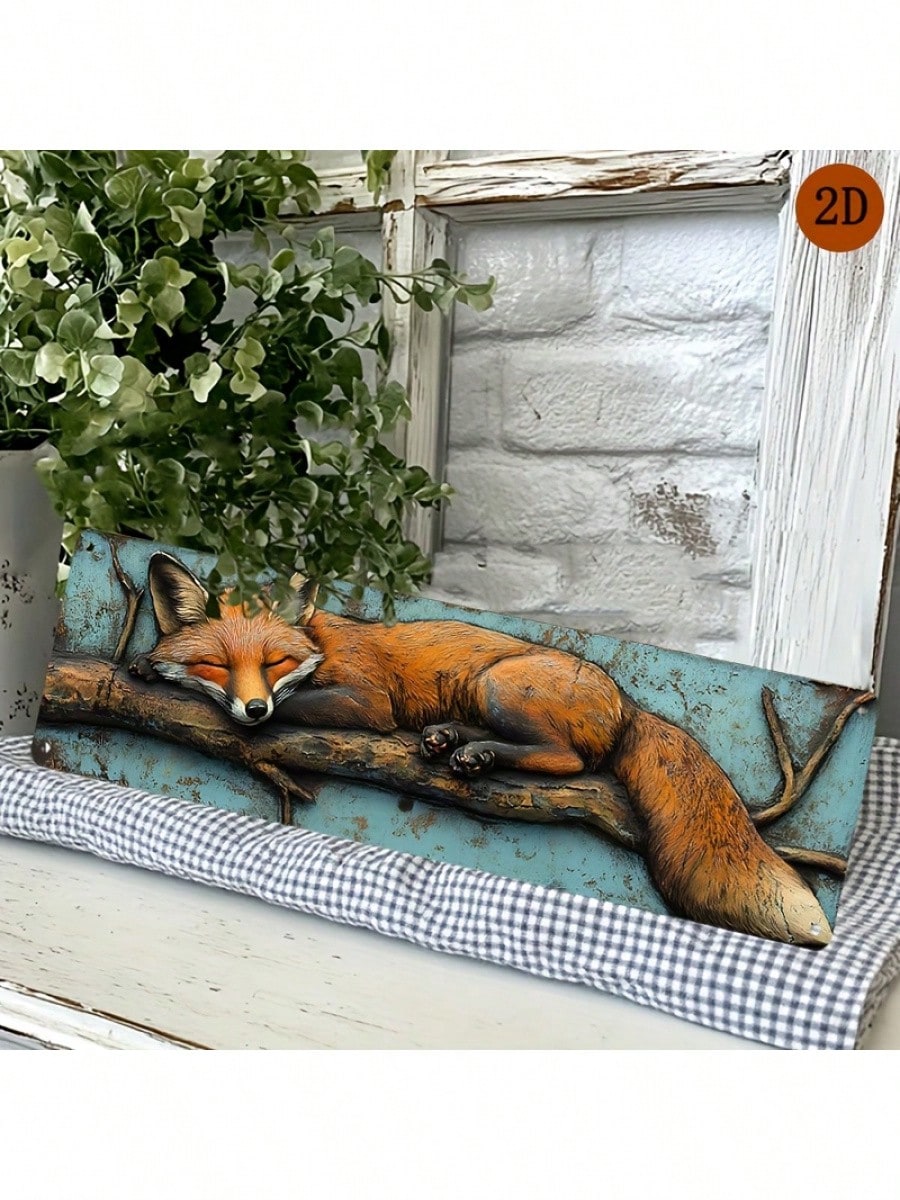 1 Stück flaches, zweidimensionales, fuchsförmiges Vintage-Straßenschild aus Aluminium zur Wanddekoration, flaches Design, ideale Raumdekoration_voghion.com