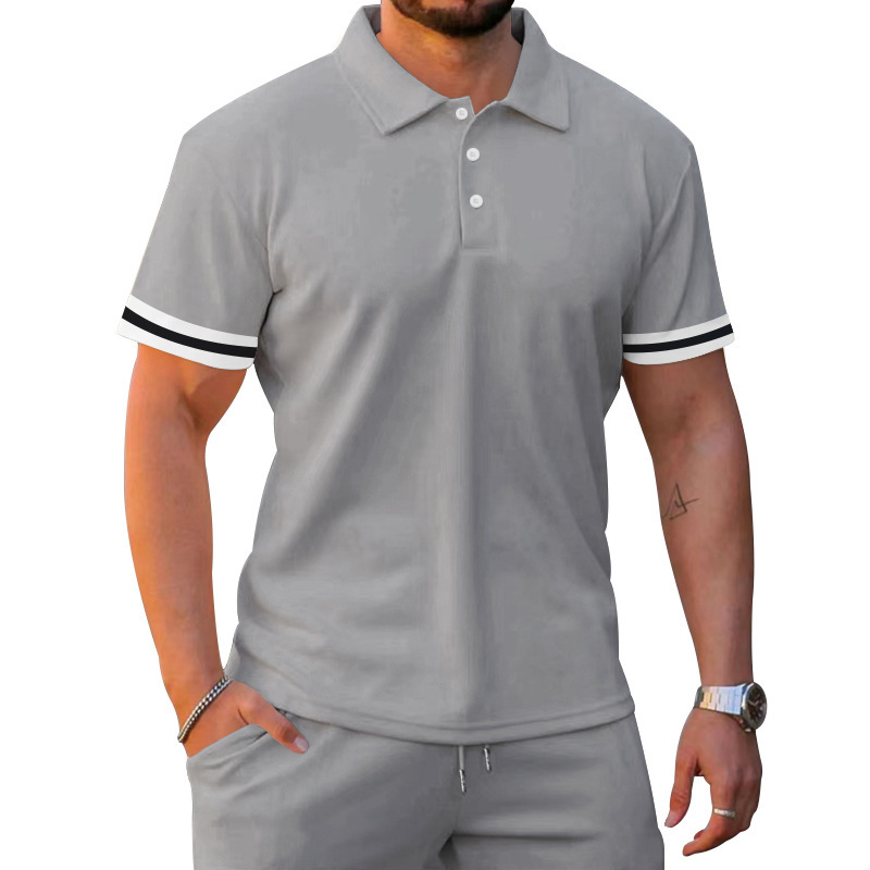 Herrenbekleidung Sommer Revers Kurzarm Shorts Zweiteiliger Sportanzug für Herren_voghion.com