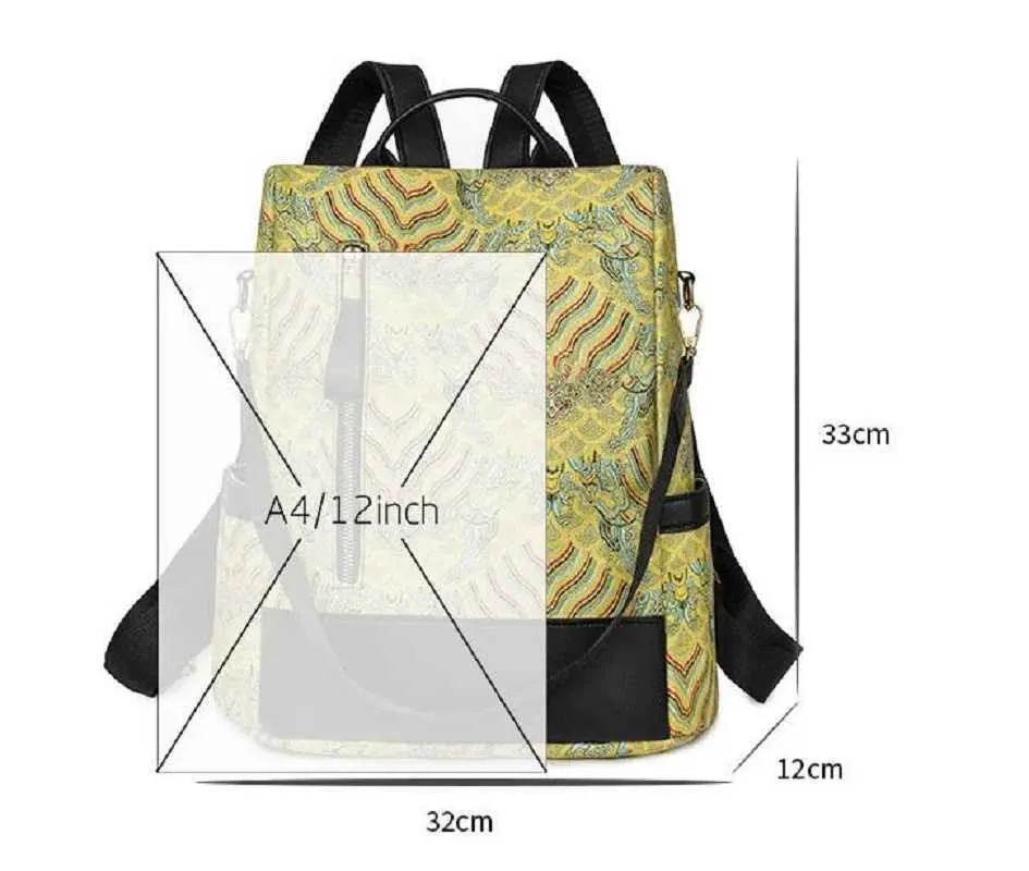 Neue Damenmode bedruckte große Kapazität Doppel-Schultertaschen Totes Diebstahlsichere Reiserucksäcke Lässige Umhängetasche_voghion.com