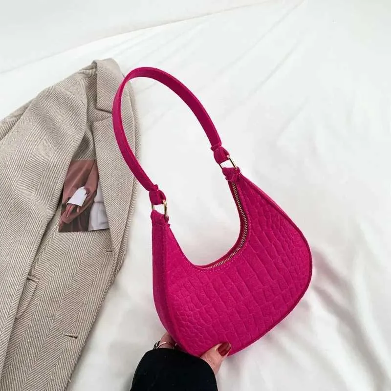 Frauen Top-griff Taschen Herbst Winter Neue Mode Schulter Tragbare frauen Tasche Bolso Mujer Handtaschen FeltC241210_voghion.com