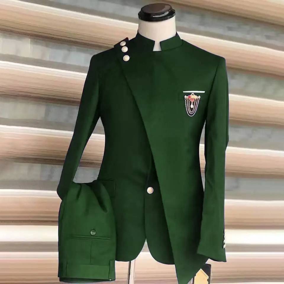 Men's Clothing Large Size Suit Two Piece Suit New Style Stand Collar Business Banquet Suit_voghion.com