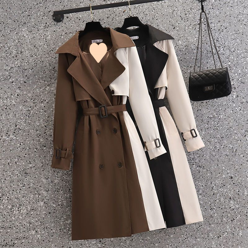 ​Women's Trench Coat Long Sleeve Oversized Casual Blazer Jacket With Color Block Design​
