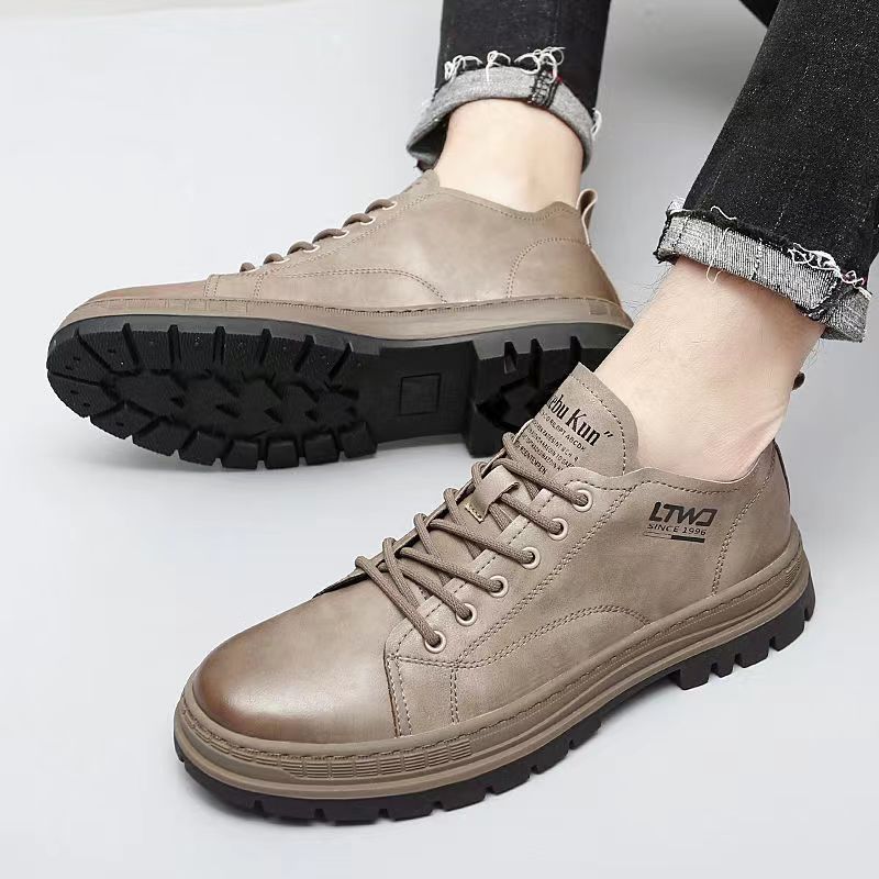 Men’s Genuine Leather Martin Boots Trendy British Style Work Shoes_voghion.com