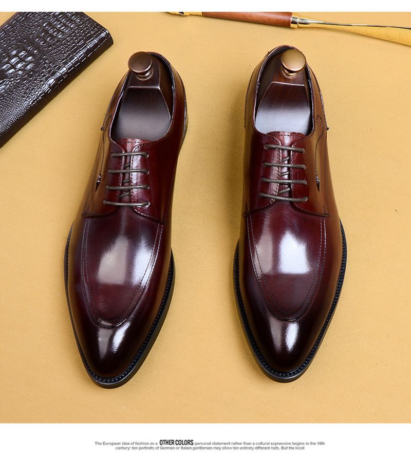Scarpe Derby da uomo in pelle nera con lacci a punta, eleganti, da sposo, da cerimonia, da uomo, all'ingrosso_voghion.com