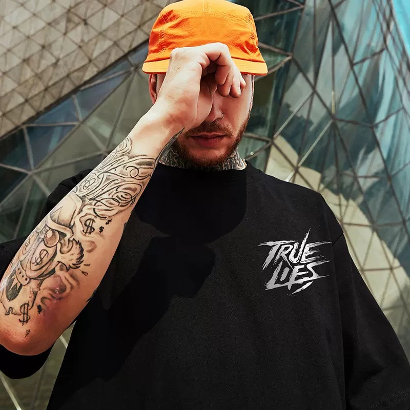 Îmbrăcăminte bărbătească Tricou cu mânecă scurtă pentru bărbați Stil nou Trend național Trend Brand Loose Smiley Face Trend național Fat Man Cu mânecă cu cinci puncte de vară_voghion.com